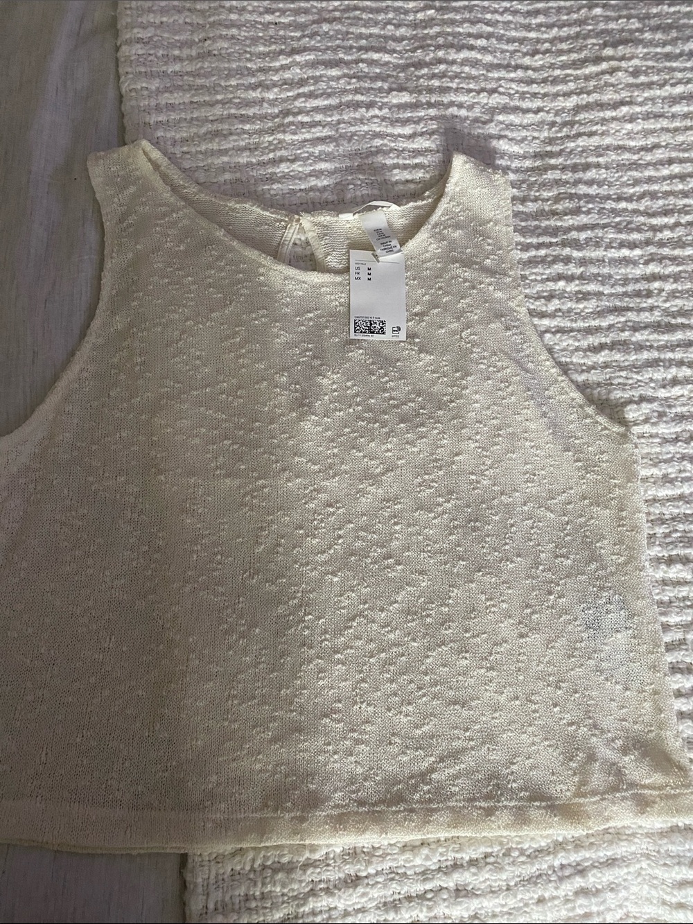 H&M Cream Textured Sleeveless Crop Top
